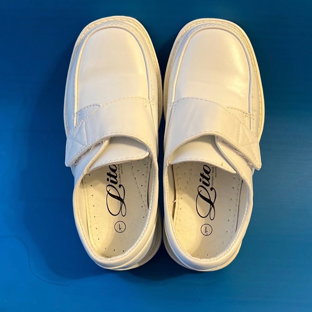 Kids White Dress Shoes - Velcro Slip-On
